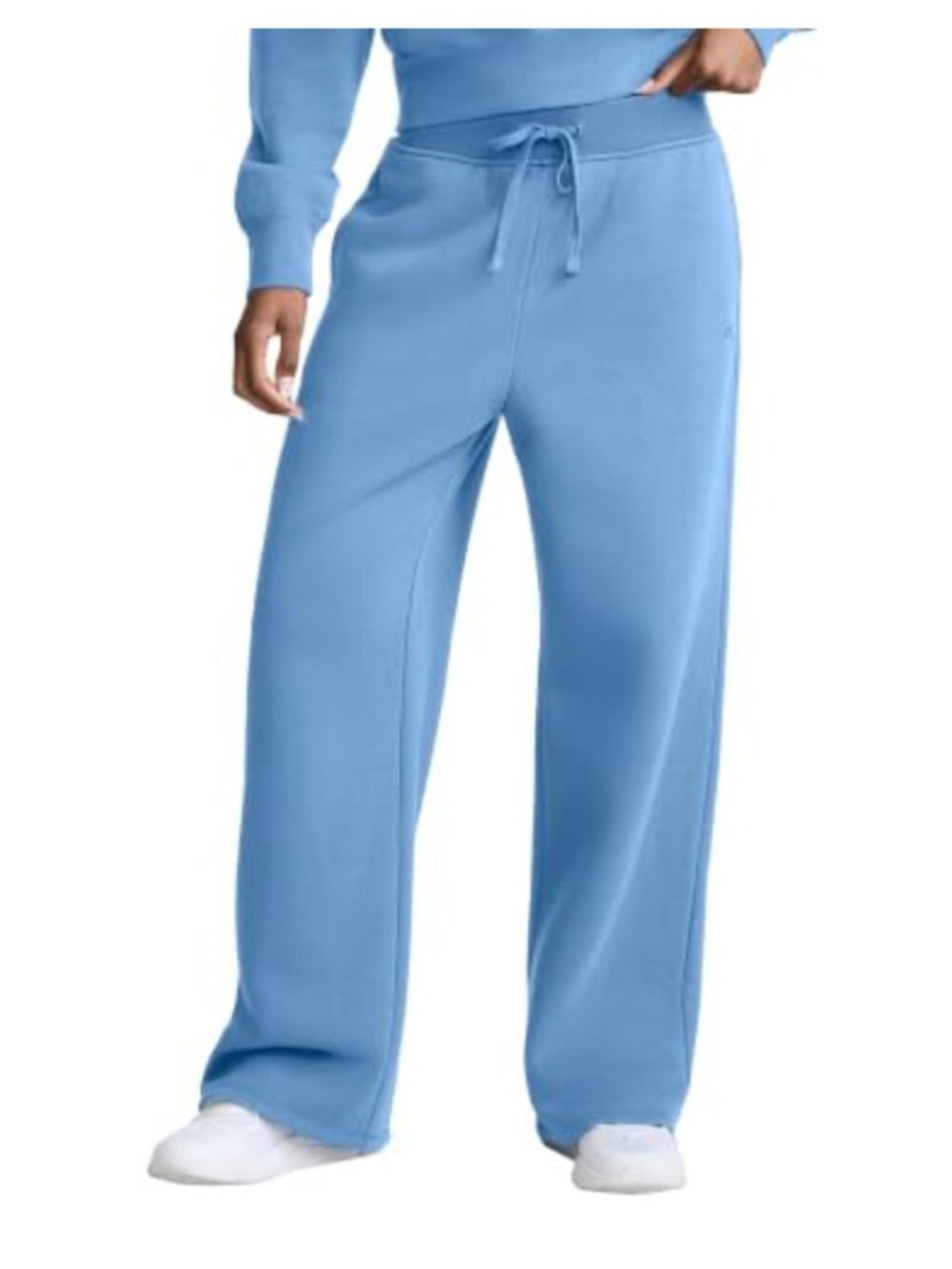 Wide Leg Fleece Sweatpants Midweight Cotton Blend Pull On 30 Inseam